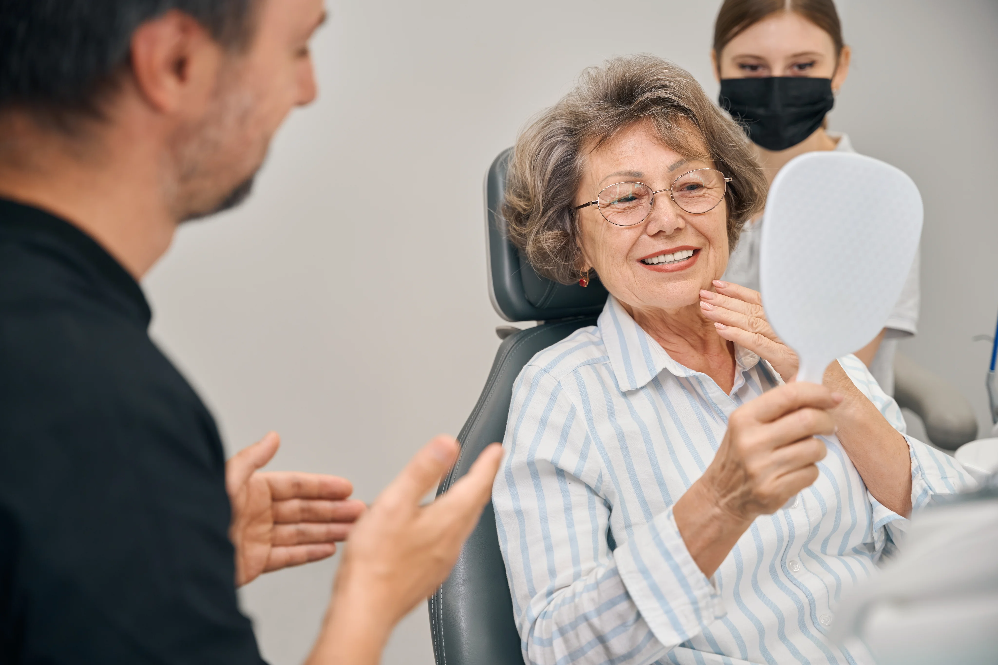 Dental implant consultation with patient